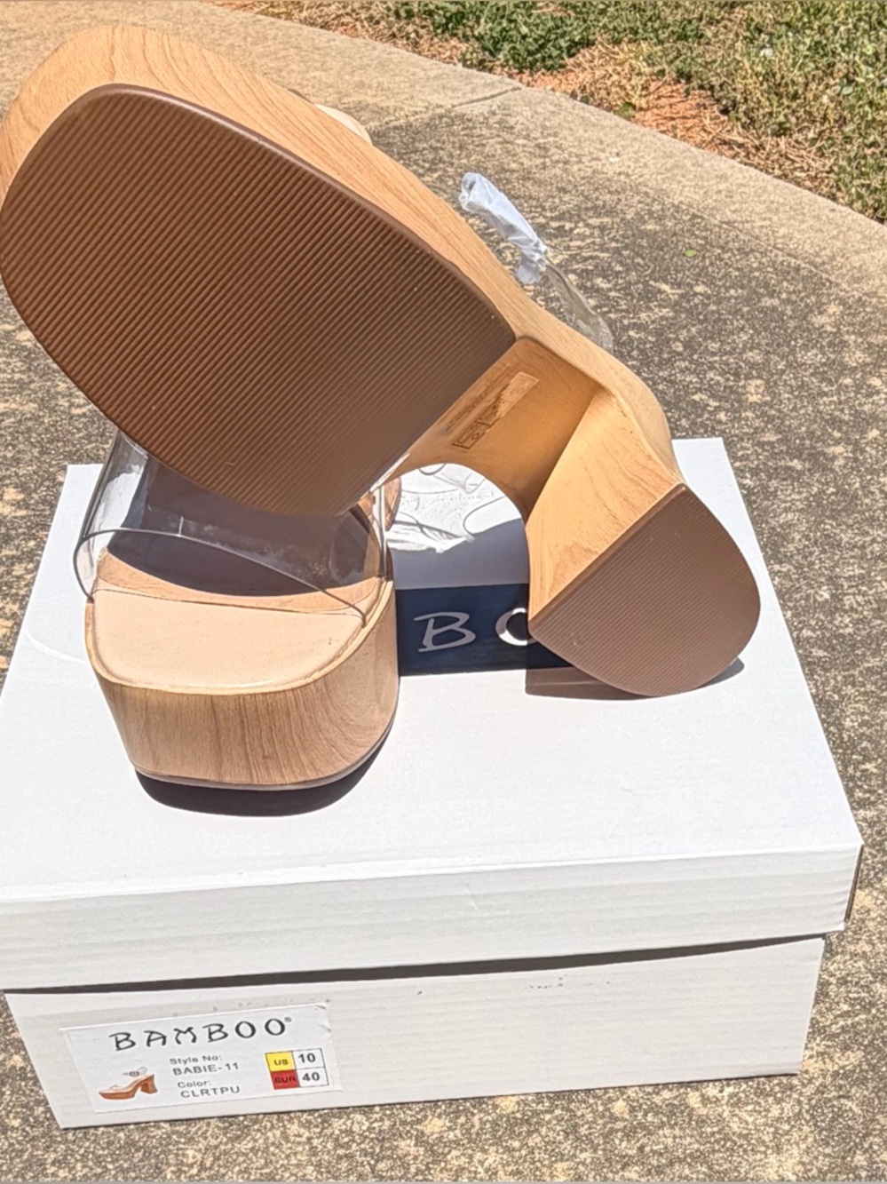 Bamboo BABIE- Women Chunky Platform Clear Ankle Strap Sandals - Picture 2 of 5